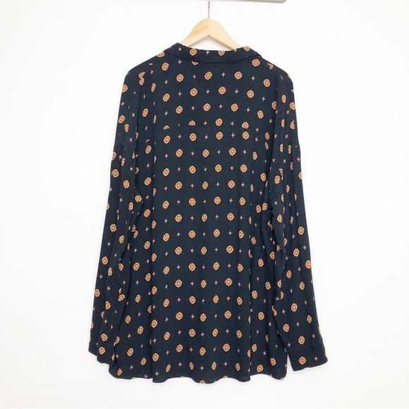 Free people black, printed button down shirt - Picture 7 of 12